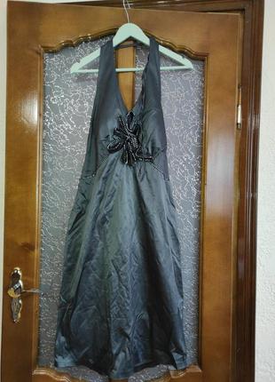 Изысканное платье,атлас с стразами цветок7 фото