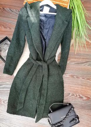 Зеленое изумрудное шерстяное пальто кимоно2 фото