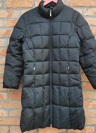 Стеганный длинный пуховик