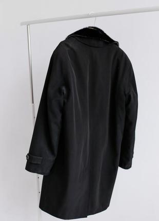 Чёрное мужское пальто на меховой подкладке8 фото