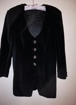 Шикарный бархатный удлинённый дизайнерский пиджак л1 фото