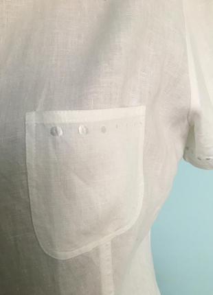 Белая льняная блуза linea3 фото