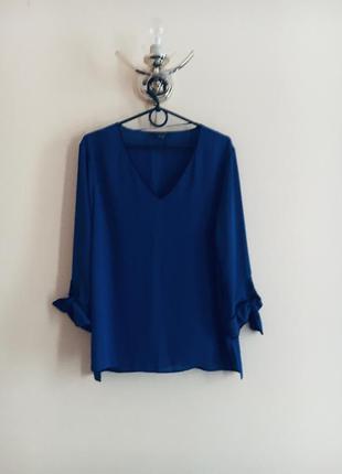 Батал большой размер шифоновая нарядная синяя блуза блузка блузочка кофта кофточка