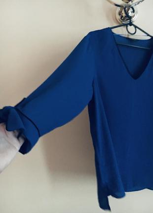 Батал большой размер шифоновая нарядная синяя блуза блузка блузочка кофта кофточка2 фото