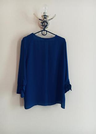 Батал большой размер шифоновая нарядная синяя блуза блузка блузочка кофта кофточка6 фото