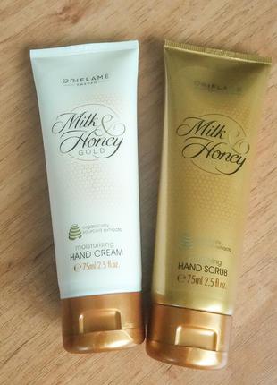 Женский набор для рук milk & honey gold oriflame орифлейм крем 31606 скраб 33447 молоко и мёд2 фото