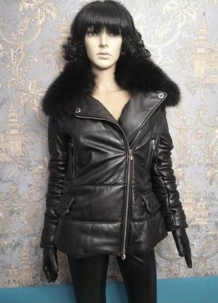 Кожаная куртка кожаный пуховик versace collection оригинал