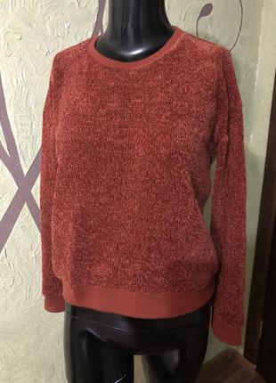 Красивый бархатистый худи, свитшот, терракот