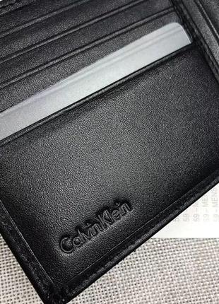 Чоловічий шкіряний гаманець calvin klein чорний портмоне на подарунок7 фото