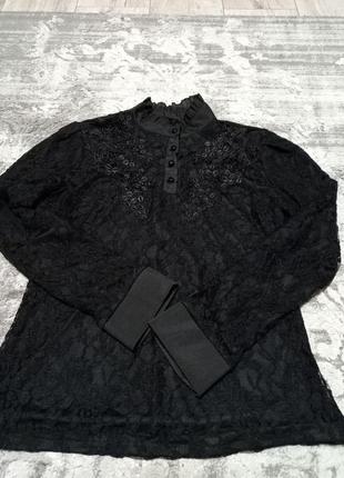 Кружевная блуза с воротником-стойкой4 фото
