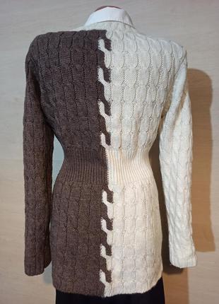 Кавово - білий светр, кофта туніка шерсть туреччина3 фото