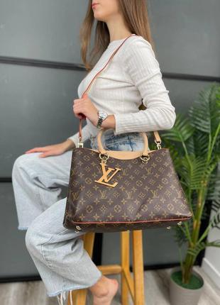 Трендовая женская кожаная сумка в стиле louis vuitton riverside brown/beige коричневая