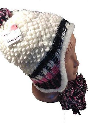 Детская зимняя шапка ушанка с бубоном на девочку 50-543 фото