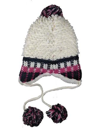 Детская зимняя шапка ушанка с бубоном на девочку 50-542 фото