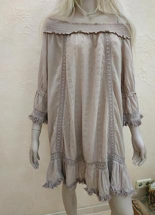 Платье коттон туника прошва бахрома