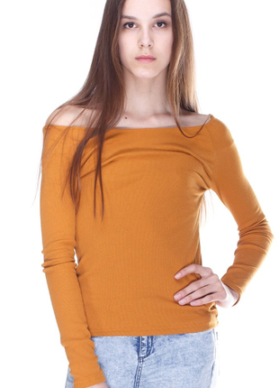 Кофта гірчичного кольору в рубчик zara відкриті плечі, розмір 44-46