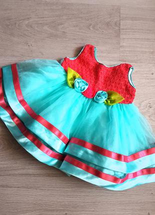 Пышное праздничное платье для малышки. для фотосессии, выписки, новогоднее, торжественное платье1 фото