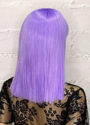 Парик фиолетовый каре прямой с пробором с челкой термо/ перука фіолетова з проділом термостійка4 фото