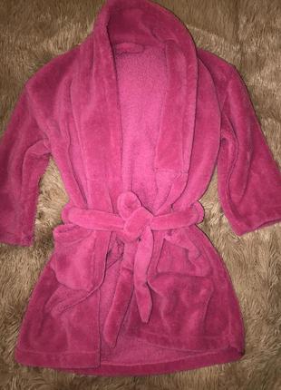 Очень красивый плюшевый халат детский розовый халатик