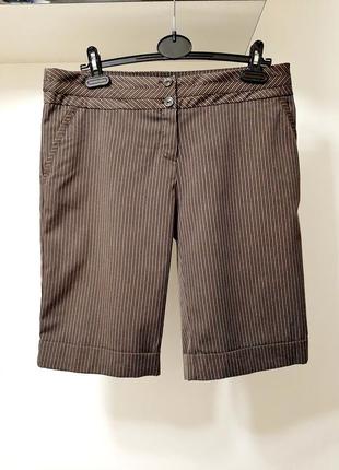Orsay трендовые шорты длинные коричневые в полоску с отворотами деми/лето/зима женские р48-50-52
