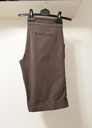 Orsay отличные длинные шорты коричневые в полоску с манжетами весна/лето женские р48-50-527 фото