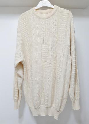 Красивый джемпер мужской белій - молочный свитер ажурный вязаный демисезон зима4 фото