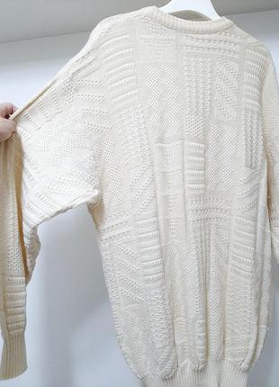 Красивый джемпер мужской белій - молочный свитер ажурный вязаный демисезон зима7 фото
