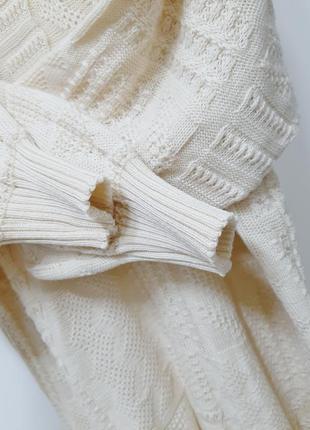 Красивый джемпер мужской белій - молочный свитер ажурный вязаный демисезон зима9 фото