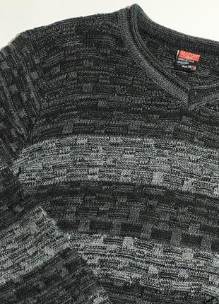 Мужской серый свитер в полоску3 фото