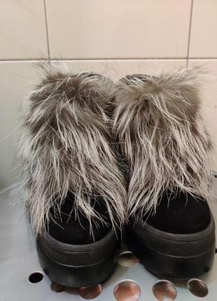 Ботинки натуральная замша и чернобурка7 фото