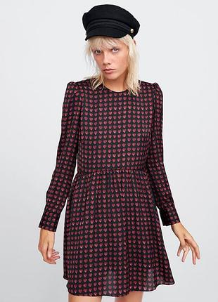 Сукня принт серця zara, розмір xs