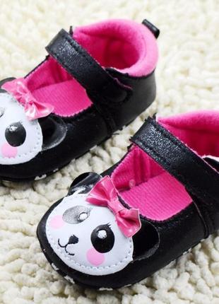 Пинетки-туфли "панда" для девочки. 11;  12;  13 см
