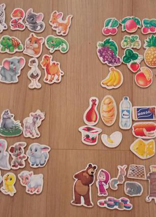 Магнітний театр домашні і дикі тварини, продукти, фрукти.