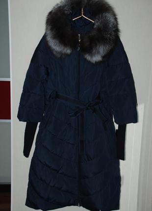 Зимовий расклешонное до низу пальто , пуховик, з натуральним хутром,з манжетами, люкс якість, останній.
