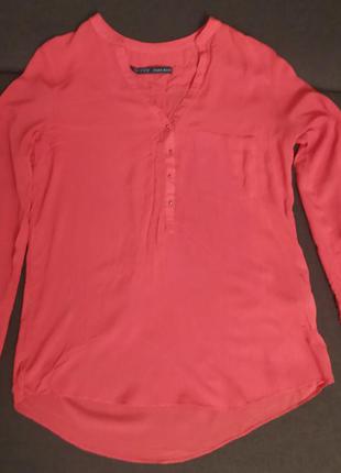 Красная рубашка блуза в мелкий горох вискоза zara m