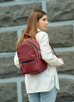 Бордовый практичный и стильный вместительный рюкзак для девушек, успей приобрести2 фото