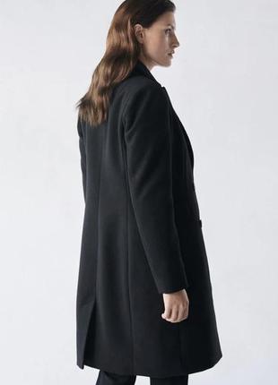 Черное двубортное шерстяное пальто mohito3 фото