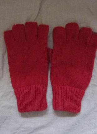 Красные митенки теплые перчатки
