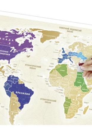 Скретч карта мира travel map gold украинская версия1 фото