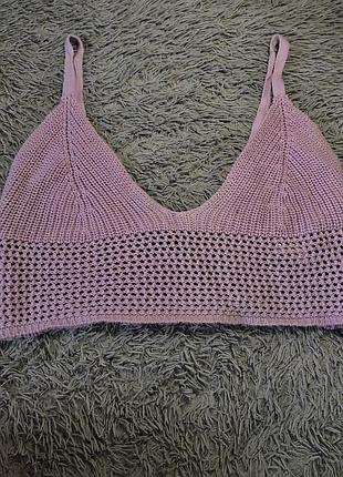 У язаний, лавандовий топ