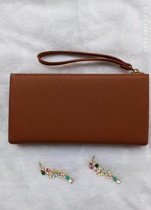 Кошелек женский клач гаманець жіночий на молнии на замочке коричневый рыжий2 фото