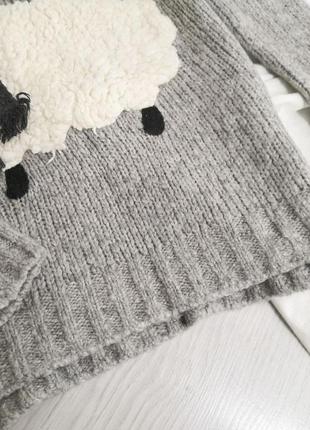 Мягкий серый свитер с новогодней овцой2 фото