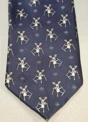 Распродажа !!!100% шелк брендовый новогодний шелковый галстук от marks & spencer