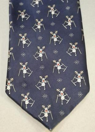 00% шелк брендовый новогодний шелковый галстук от marks &amp; spencer