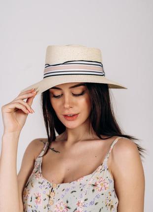 Классная летняя пляпа светлая бежевая пляжная шляпка тренд капелюх панама1 фото