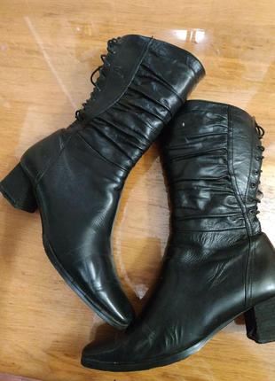 Зимові шкіряні чоботи чобітки зимние кожаные сапожки сапоги на меху1 фото
