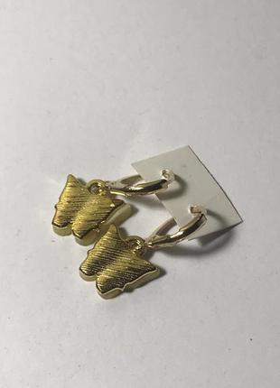 📢акція 📢сережки сережки метелики з жовтою емаллю під золото3 фото