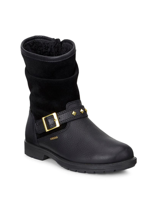 Чоботи ecco bendix junior gore-tex 735163 натуральна шкіра та замша оригінал нові розмір 33,34 чорні зимові