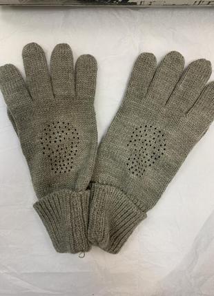 Женские серый трикотажные перчатки1 фото
