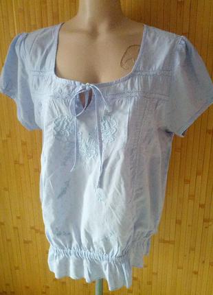 Красивенная  батистовая блуза с вышивкой и прошвой,46-54разм,manguun,италия.2 фото